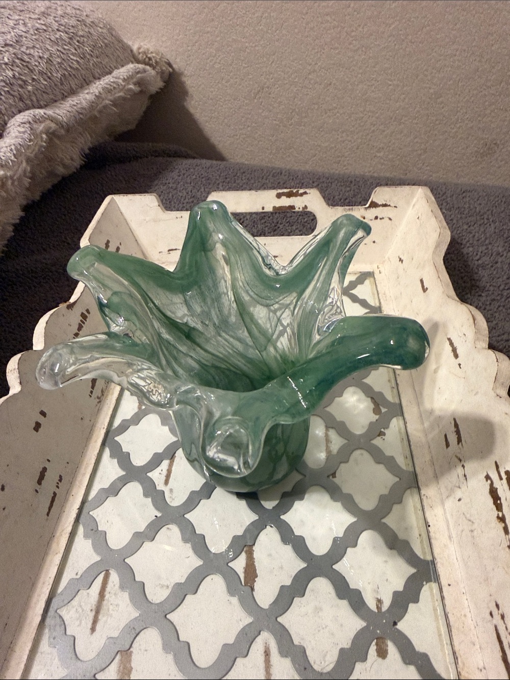 Art Glass Decorative Bowl - Seafoam Green